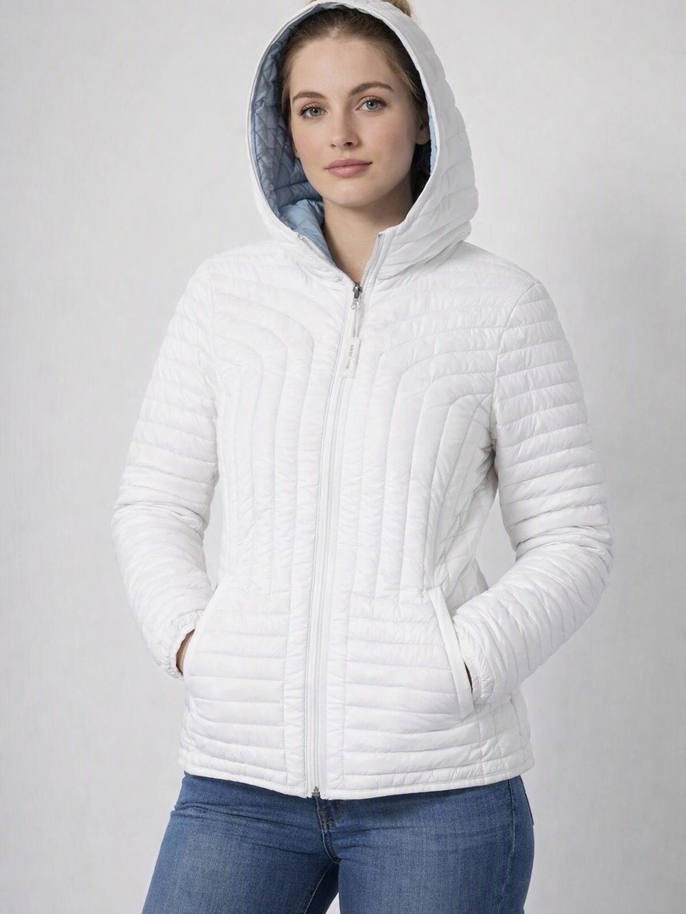 Halifax Traders Lightweight Down Jacket With Hood Size Medium Fall Spring Puffer